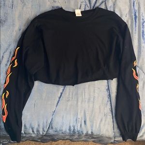Crop top with flame detail down the sleeves